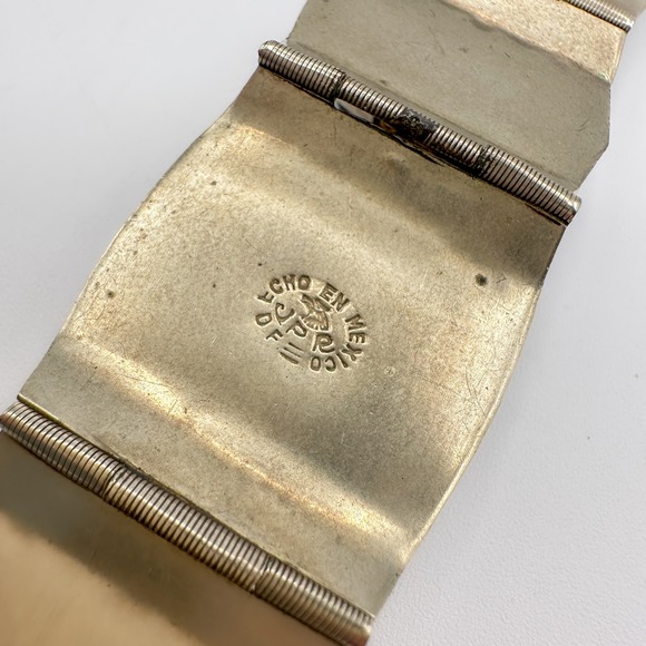 Taxco Mexican Sterling Silver Aztec Panel Bracelet w Hand Carved Onyx Signed JPR - Picture 8 of 13